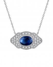 OVAL SAPPHIRE DIAMOND NECKLACE (TN433)
