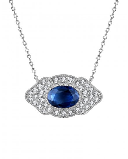OVAL SAPPHIRE DIAMOND NECKLACE (TN433)