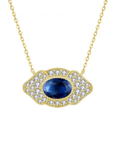 OVAL SAPPHIRE DIAMOND NECKLACE (TN433)
