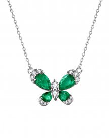 BUTTERFLY STYLE EMERALD DIAMOND NECKLACE (TN448)