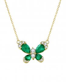 BUTTERFLY STYLE EMERALD DIAMOND NECKLACE (TN448)