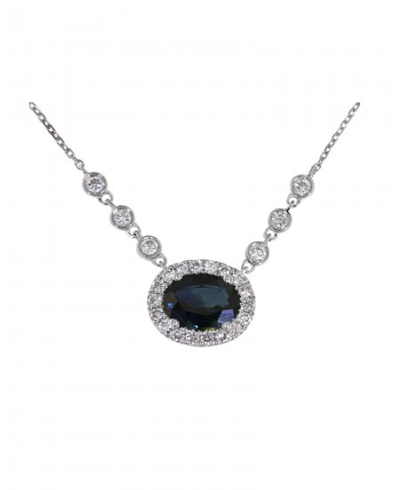 OVAL COLORED STONE DIAMOND NECKLACE (TN449)
