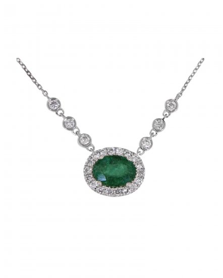 OVAL COLORED STONE DIAMOND NECKLACE (TN449)