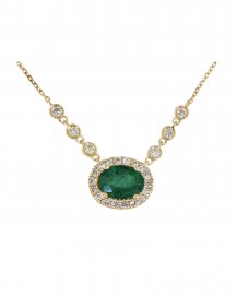 OVAL COLORED STONE DIAMOND NECKLACE (TN449)