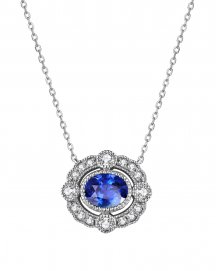 OVAL SAPPHIRE DIAMOND NECKLACE (TN503)