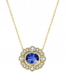 OVAL SAPPHIRE DIAMOND NECKLACE (TN503)