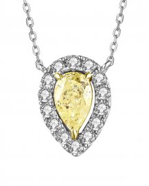 MULTI TONE PEAR DIAMOND NECKLACE (TN509)