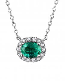 OVAL EMERALD DIAMOND NECKLACE (TN570)
