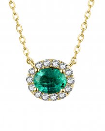 OVAL EMERALD DIAMOND NECKLACE (TN570)