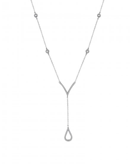 V STYLE DIAMOND DANGLE DROP NECKLACE (TN574)