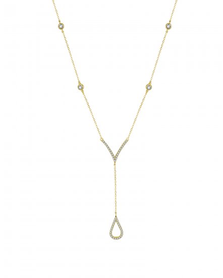 V STYLE DIAMOND DANGLE DROP NECKLACE (TN574)