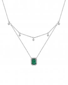EMERALD CUT DIAMOND DANGLE NECKLACE (TN647)
