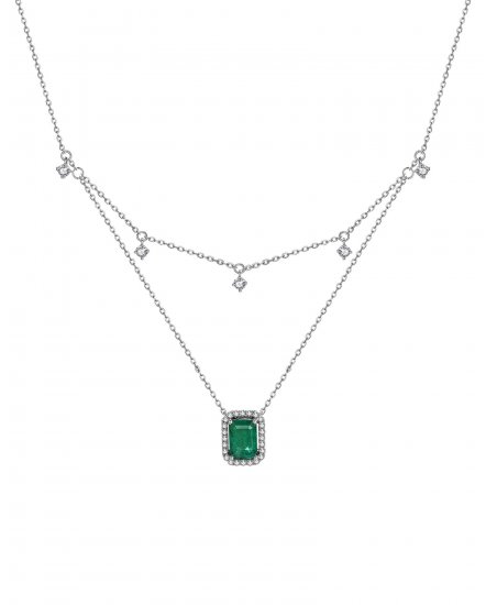EMERALD CUT DIAMOND DANGLE NECKLACE (TN647)