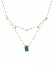 EMERALD CUT DIAMOND DANGLE NECKLACE (TN647)
