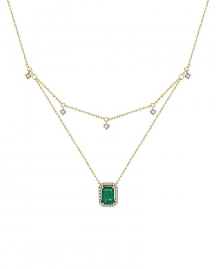 EMERALD CUT DIAMOND DANGLE NECKLACE (TN647)