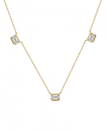EMERALD CUT DIAMOND BY THE YARD NECKLACE (TN884)
