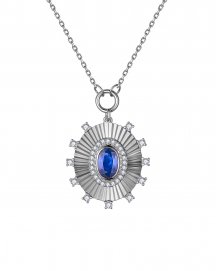 OVAL SAPPHIRE DIAMOND NECKLACE (TN934)