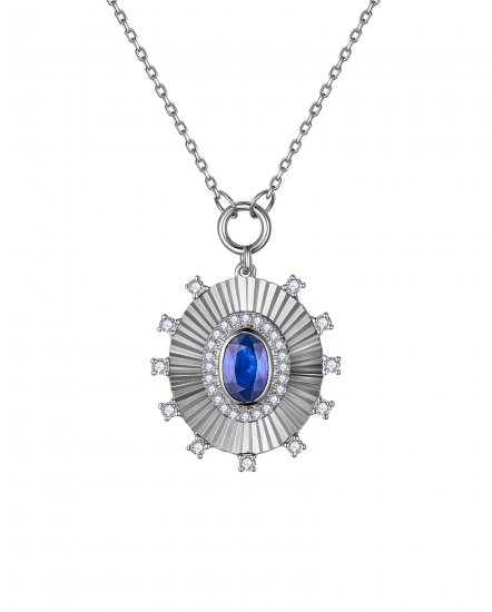 OVAL SAPPHIRE DIAMOND NECKLACE (TN934)