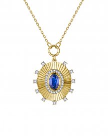 OVAL SAPPHIRE DIAMOND NECKLACE (TN934)