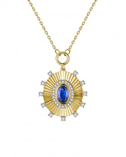 OVAL SAPPHIRE DIAMOND NECKLACE (TN934)