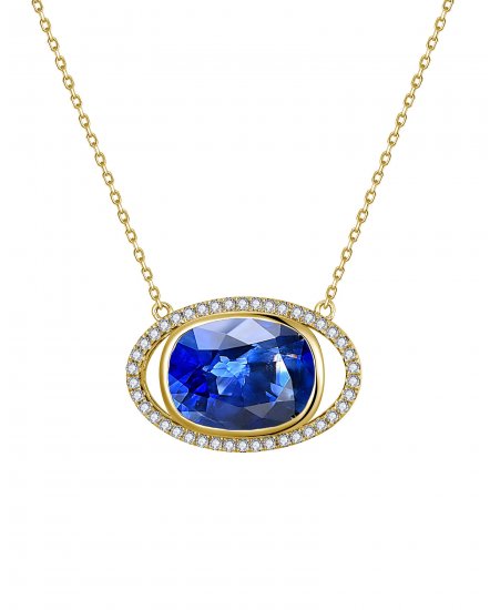 OVAL SAPPHIRE DIAMOND NECKLACE (TN946)
