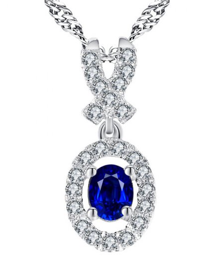 OVAL COLORED STONE DIAMOND PENDANT (TP1013)