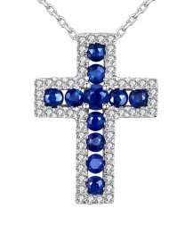 CROSS COLORED STONE DIAMOND PENDANT (TP1070)