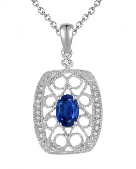 OVAL COLORED STONE DIAMOND PENDANT (TP1080)