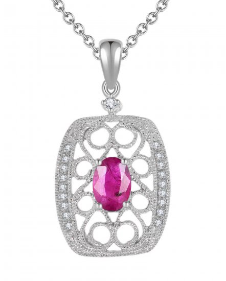 OVAL COLORED STONE DIAMOND PENDANT (TP1080)