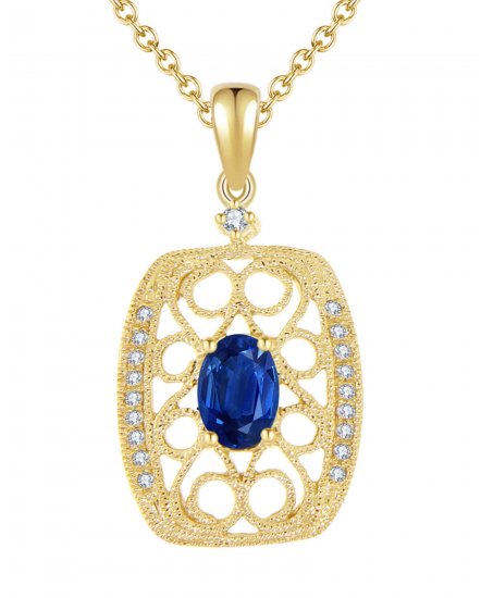 OVAL COLORED STONE DIAMOND PENDANT (TP1080)