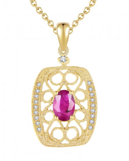 OVAL COLORED STONE DIAMOND PENDANT (TP1080)