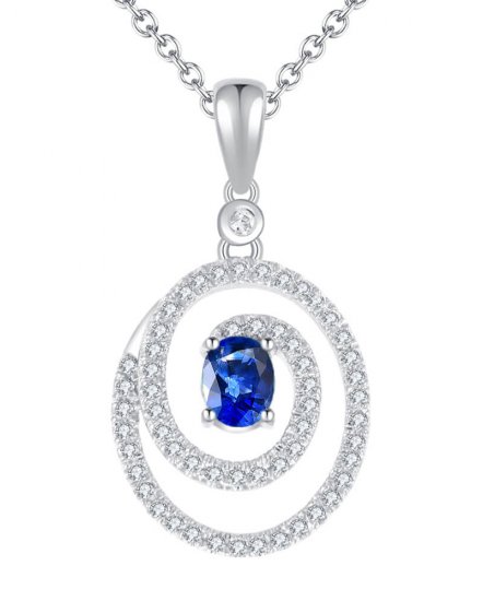 OVAL COLORED STONE DIAMOND PENDANT (TP1084)