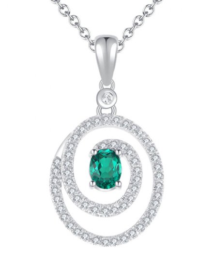OVAL COLORED STONE DIAMOND PENDANT (TP1084)