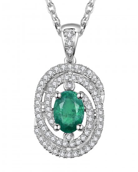 OVAL COLORED STONE DIAMOND PENDANT (TP1112)