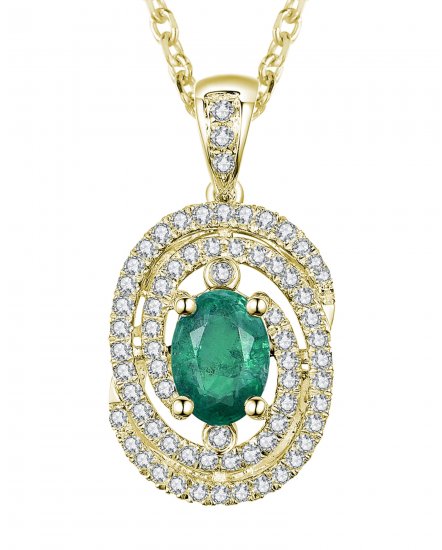 OVAL COLORED STONE DIAMOND PENDANT (TP1112)