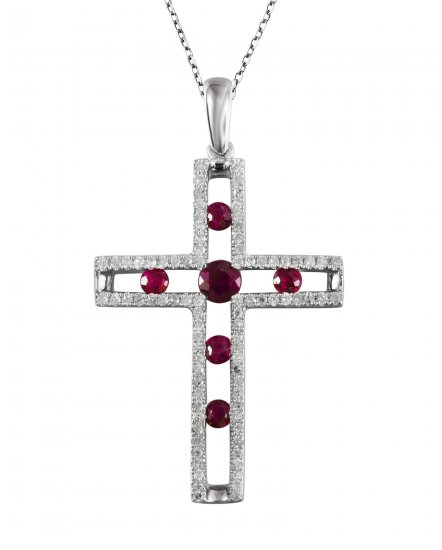 CROSS COLORED STONE DIAMOND PENDANT (TP1128)