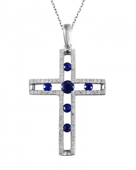 CROSS COLORED STONE DIAMOND PENDANT (TP1128)