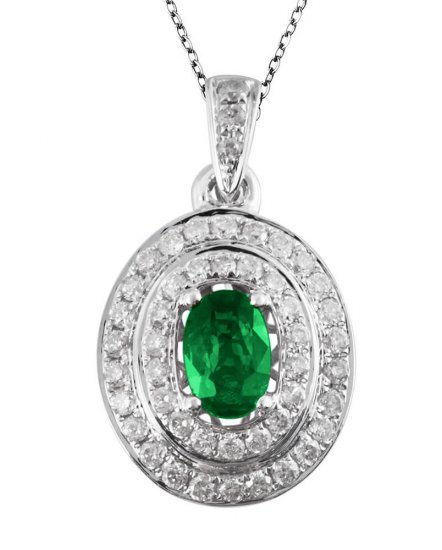 OVAL COLORED STONE DIAMOND PENDANT (TP1137)