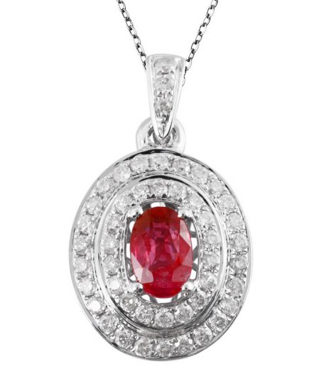 OVAL COLORED STONE DIAMOND PENDANT (TP1137)