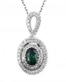 OVAL COLORED STONE DIAMOND PENDANT (TP1150)