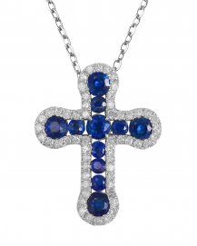 CROSS COLORED STONE DIAMOND PENDANT (TP1151)