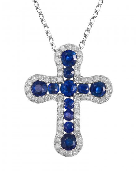 CROSS COLORED STONE DIAMOND PENDANT (TP1151)