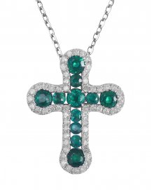 CROSS COLORED STONE DIAMOND PENDANT (TP1151)