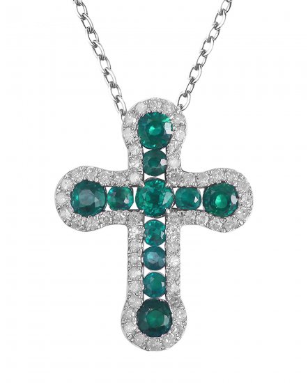 CROSS COLORED STONE DIAMOND PENDANT (TP1151)