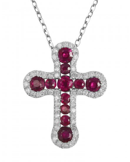 CROSS COLORED STONE DIAMOND PENDANT (TP1151)