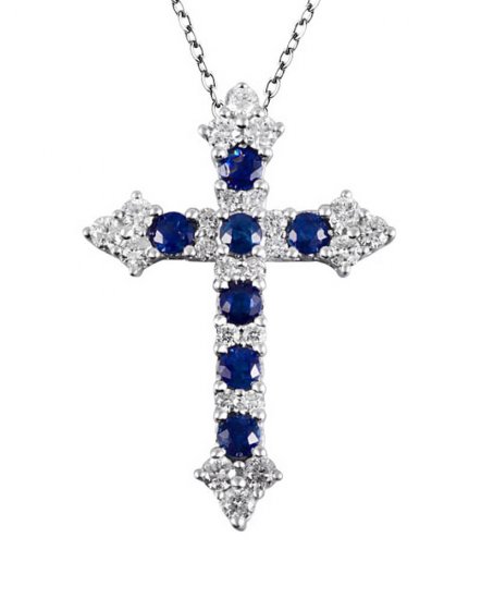 CROSS COLORED STONE DIAMOND PENDANT (TP1206)