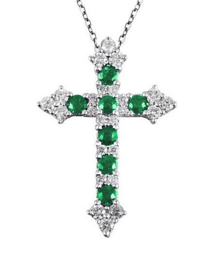 CROSS COLORED STONE DIAMOND PENDANT (TP1206)