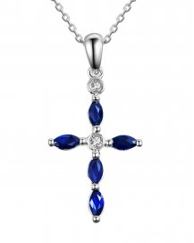 CROSS COLORED STONE DIAMOND PENDANT (TP1220)