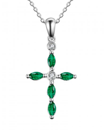 CROSS COLORED STONE DIAMOND PENDANT (TP1220)