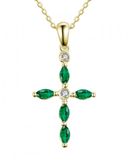 CROSS COLORED STONE DIAMOND PENDANT (TP1220)